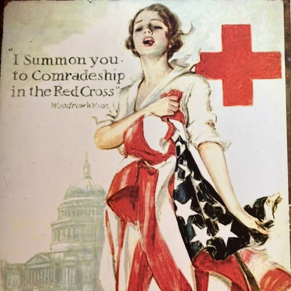 Vintage-look metal wall hanging from Hobby Lobby of WW1 Red Cross poster - Picture 6 of 16